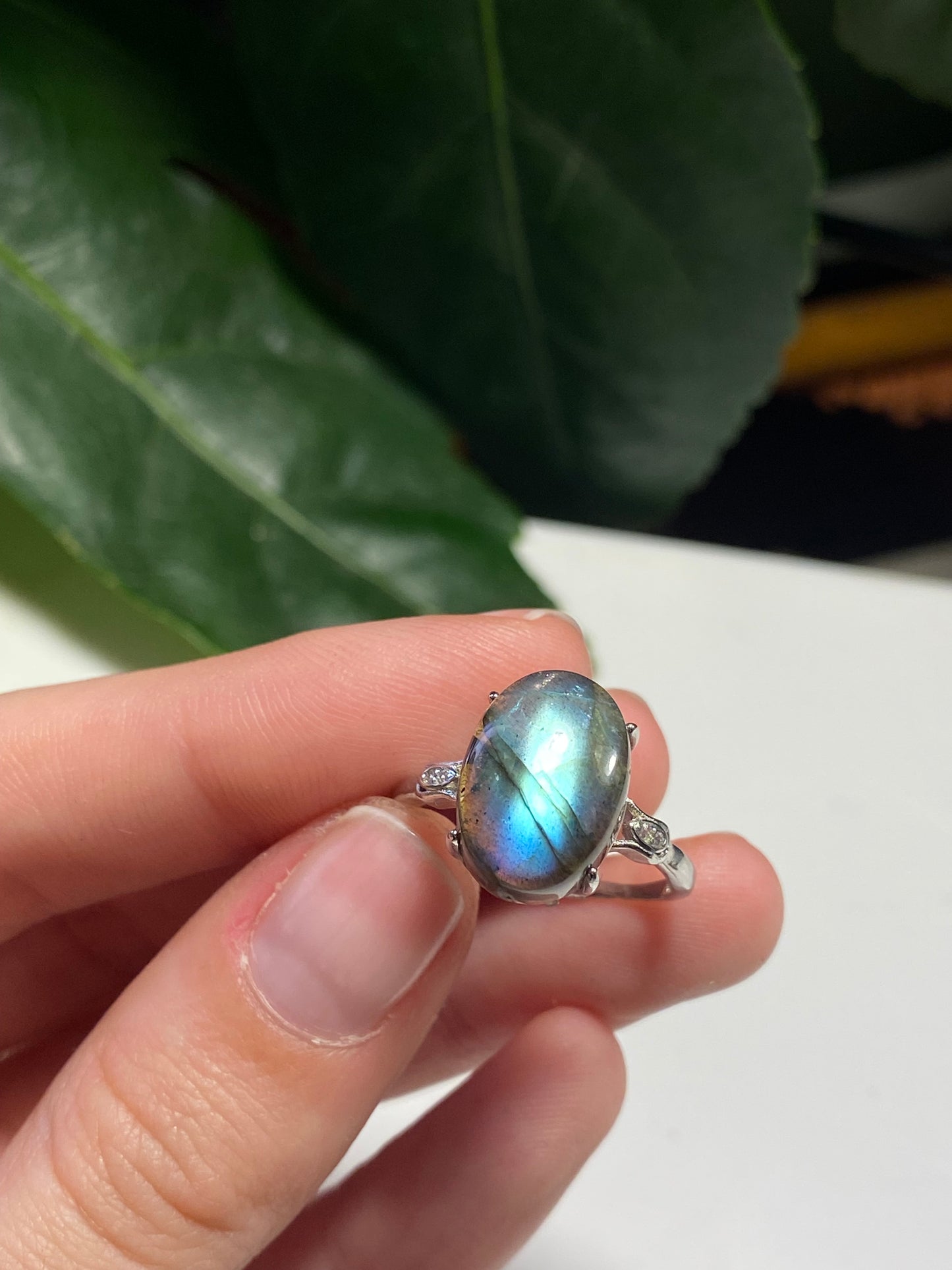 Anello in labradorite