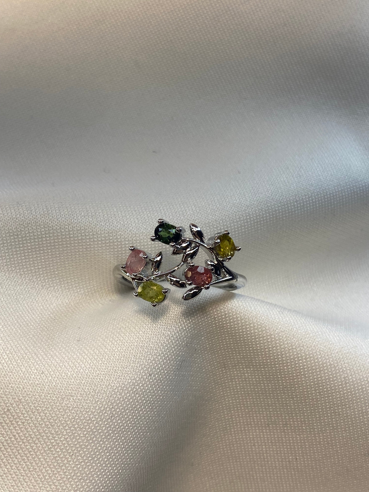 Anello Tormalina Multicolore foglie