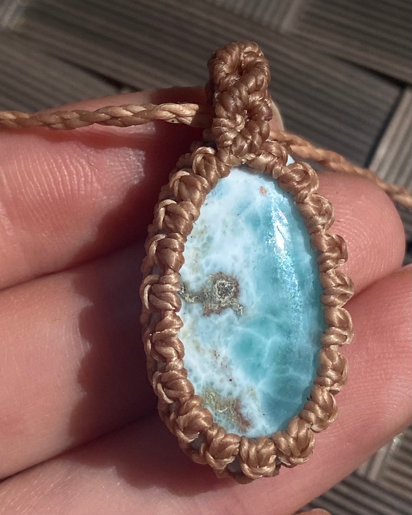 Collana LARIMAR macramè