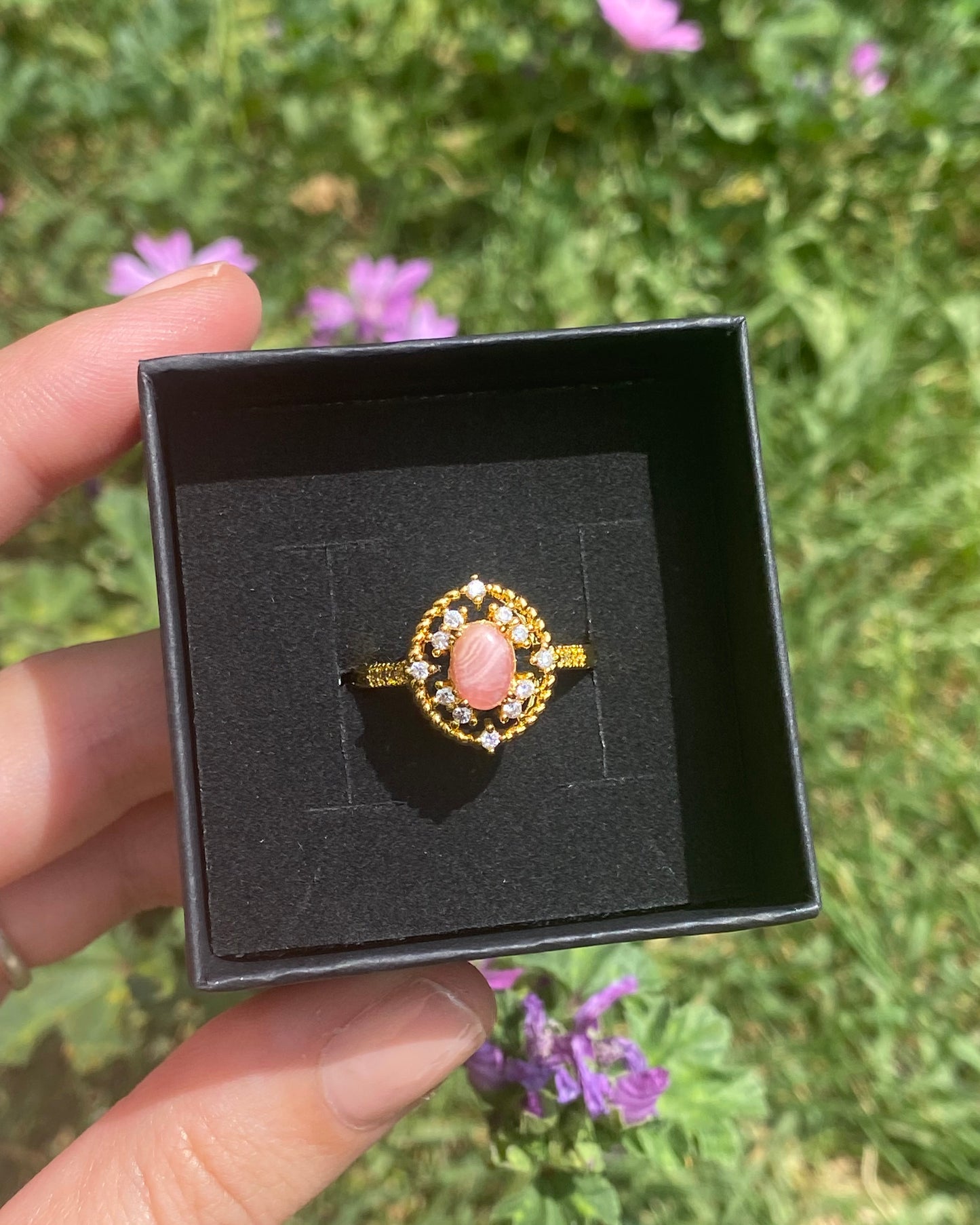 Anello RODOCROSITE tondo