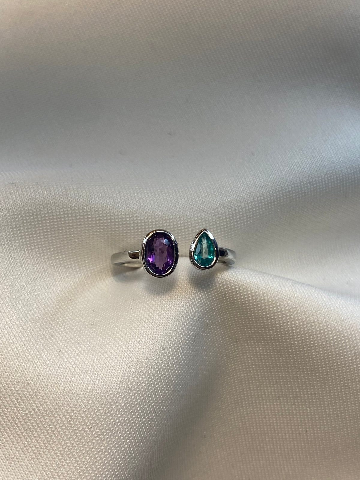 Anello Ametista e Topazio doppia pietra