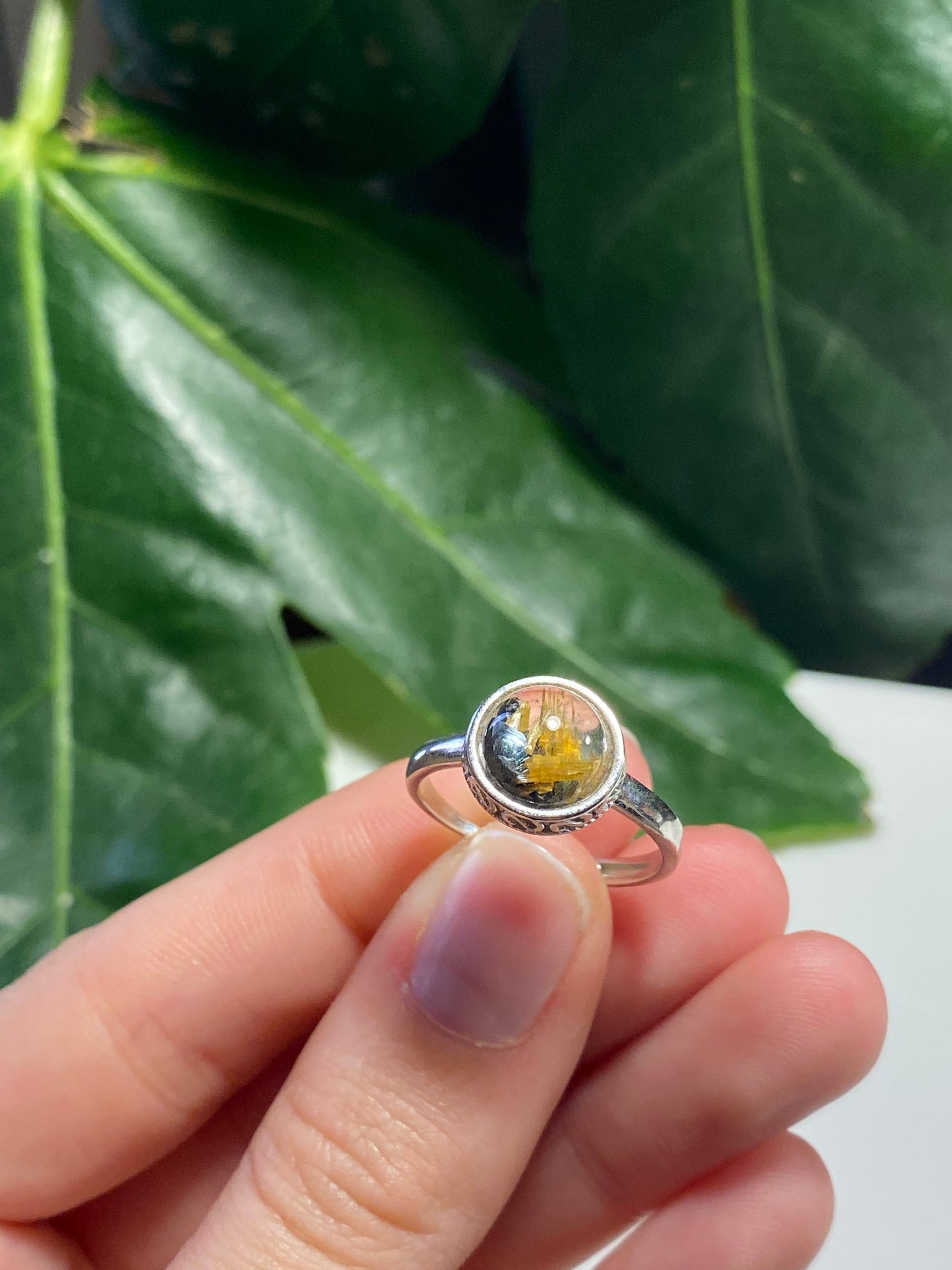 Anello in quarzo rutilato