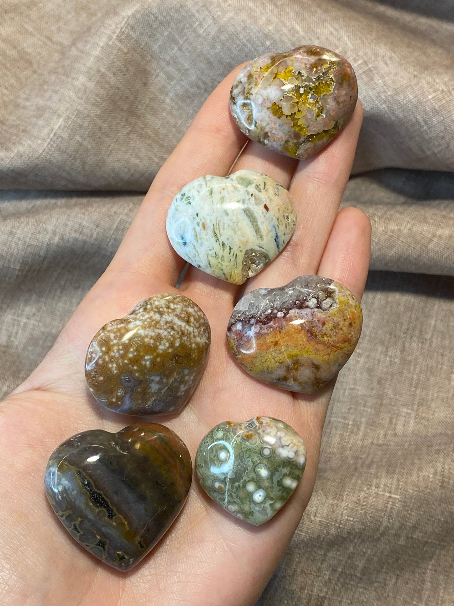 Mini cuori in diaspro oceano