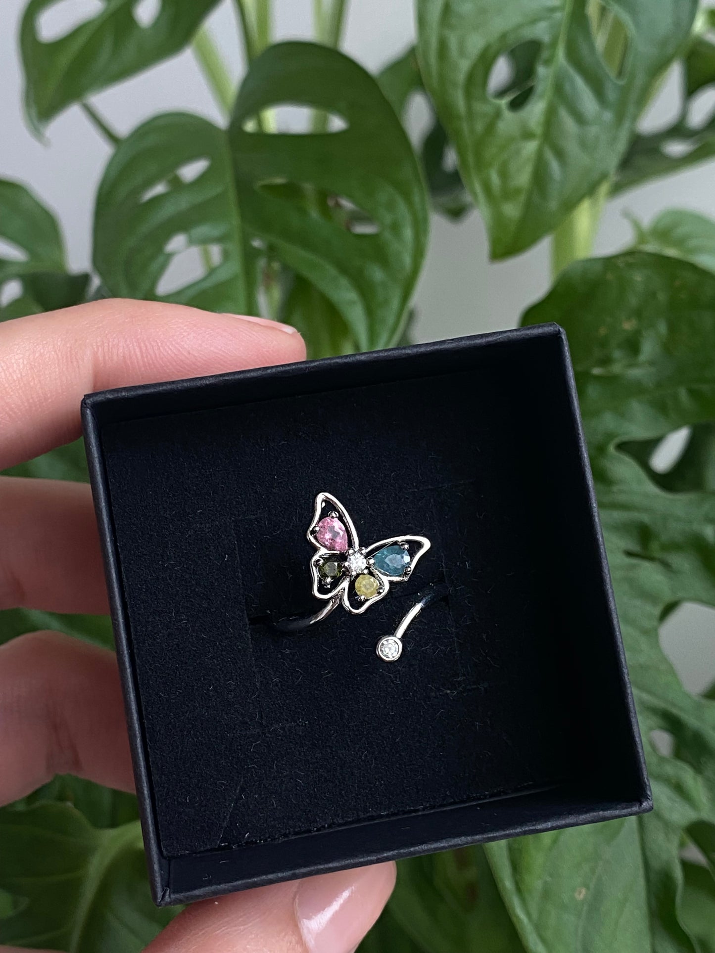Anello TORMALINA MULTICOLORE farfalla