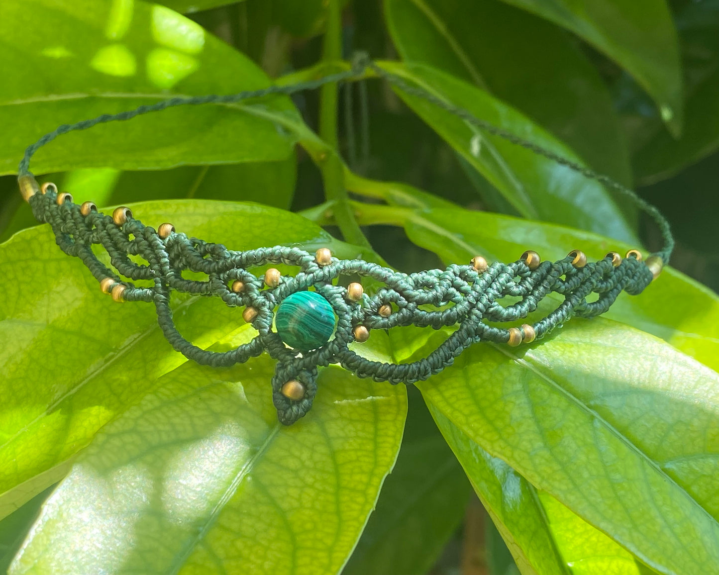 Choker modella “Diana” con malachite