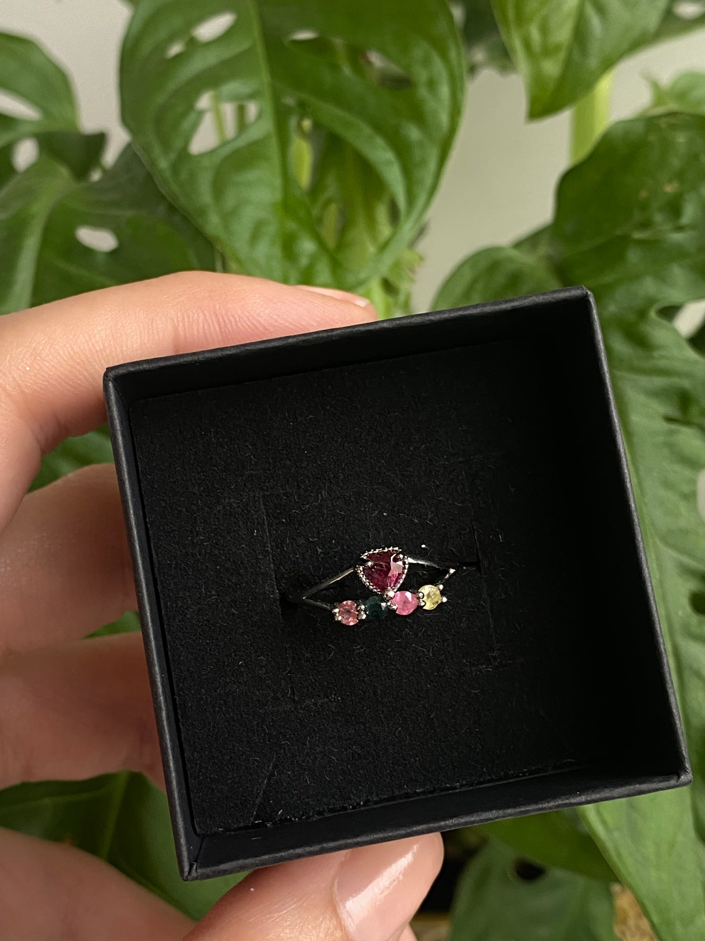 Anello TORMALINA MULTICOLORE cuori