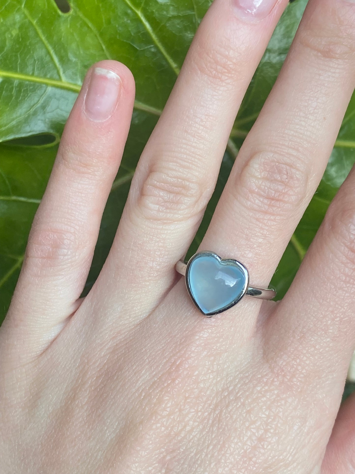 Anello cuore in acquamarina