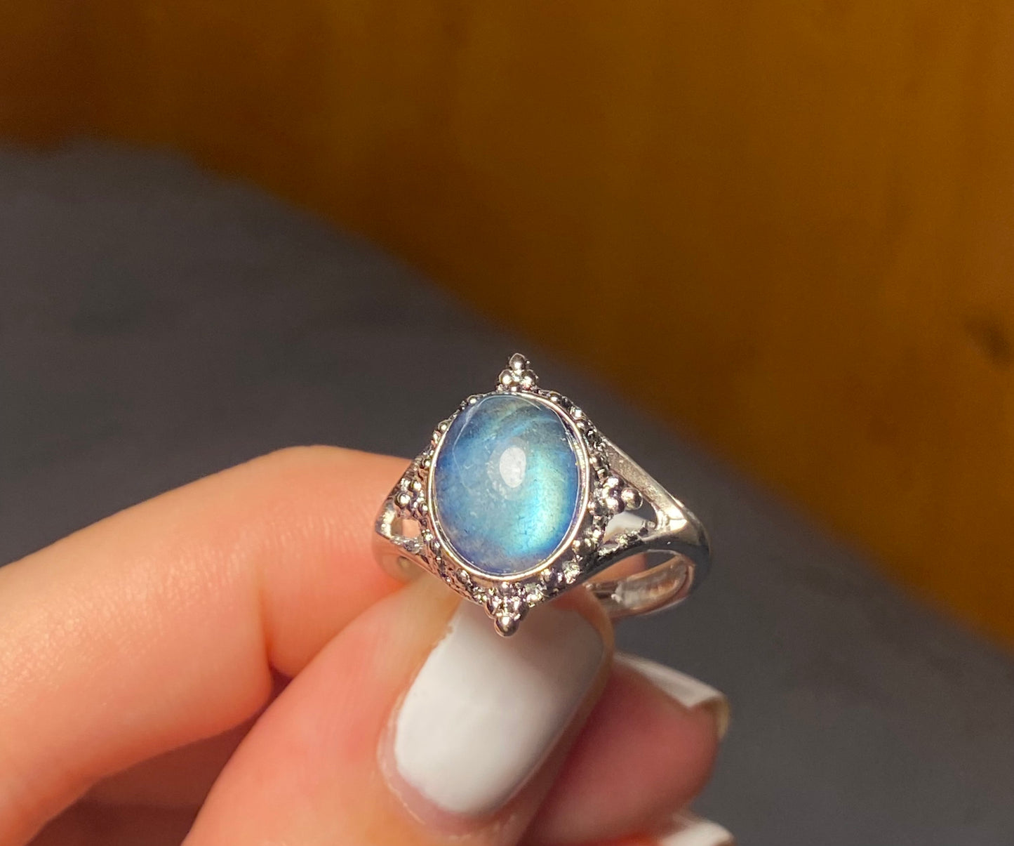 Anello LABRADORITE blu