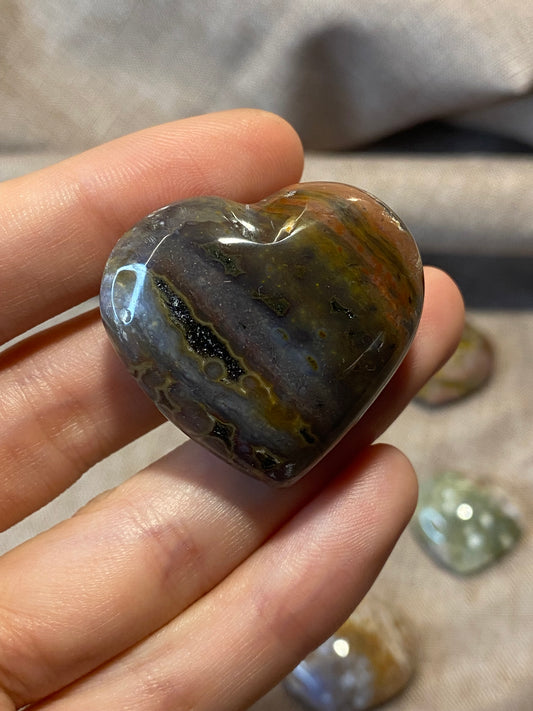 Mini cuori in diaspro oceano