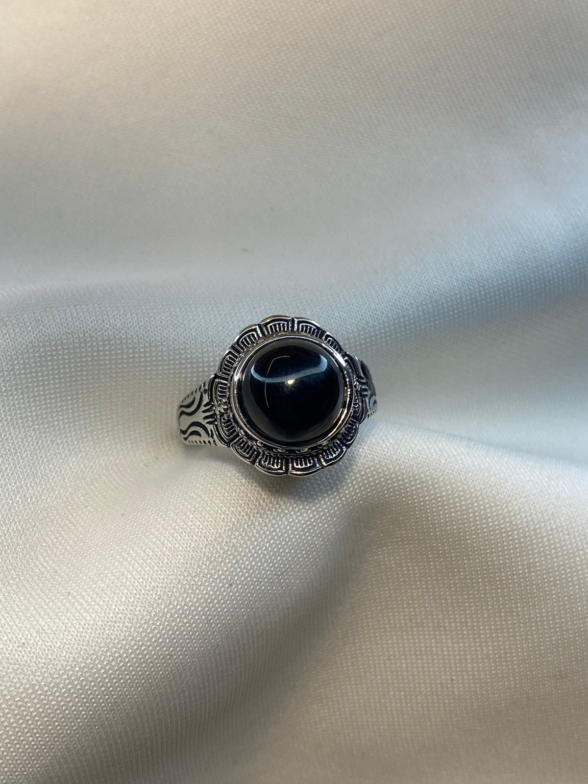 Anello Ossidiana nera Azteco