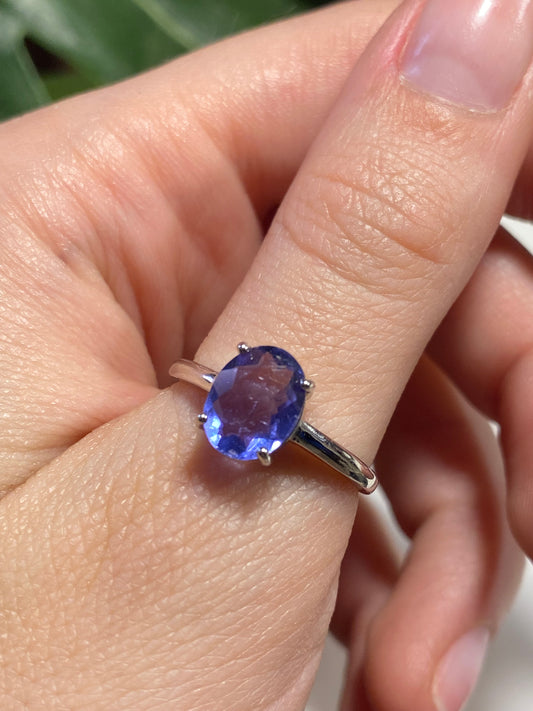 Anello in fluorite blu