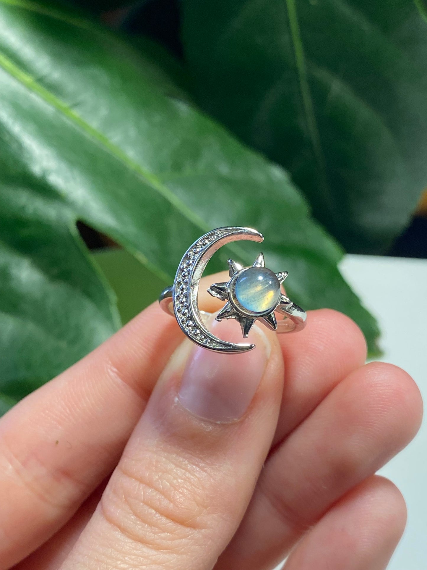 Anello sole e luna in labradorite sunset