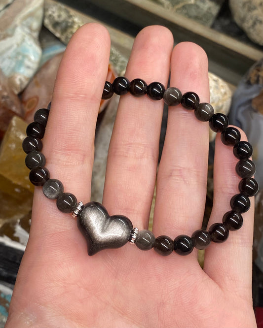 Bracciale ossidiana argento