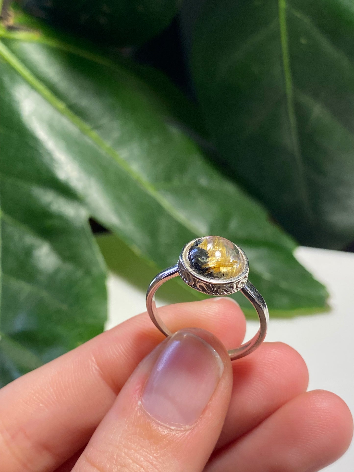 Anello in quarzo rutilato