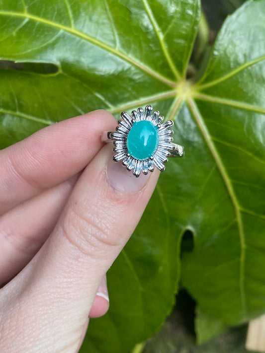 Anello fiore con amazzonite