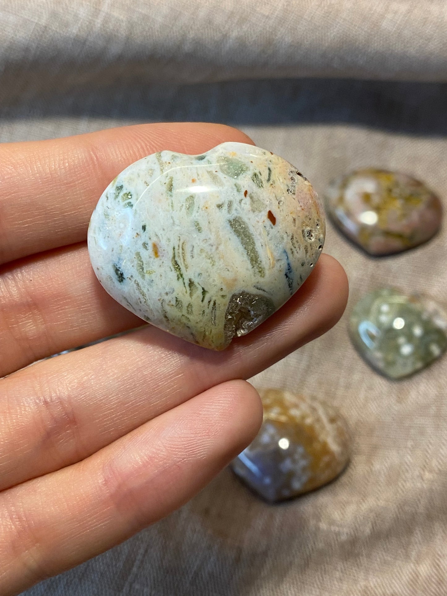 Mini cuori in diaspro oceano