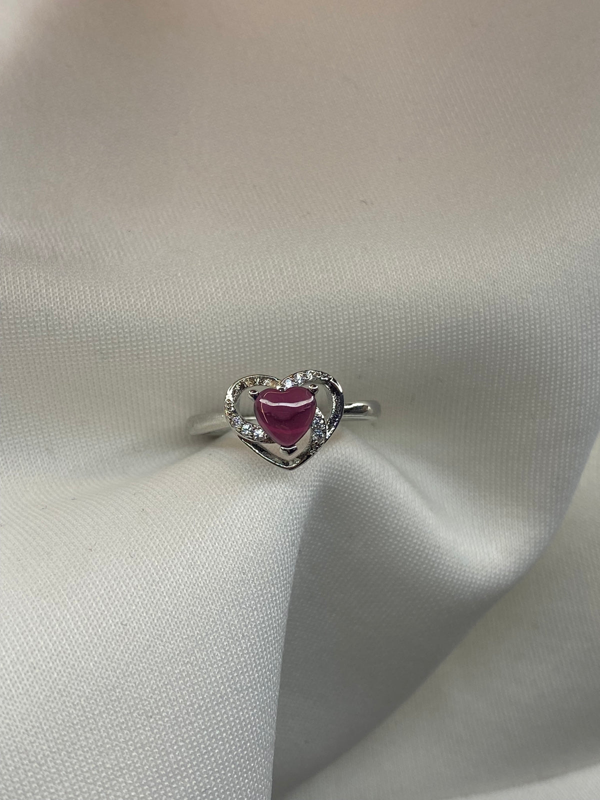 Anello Granato cuore spirale