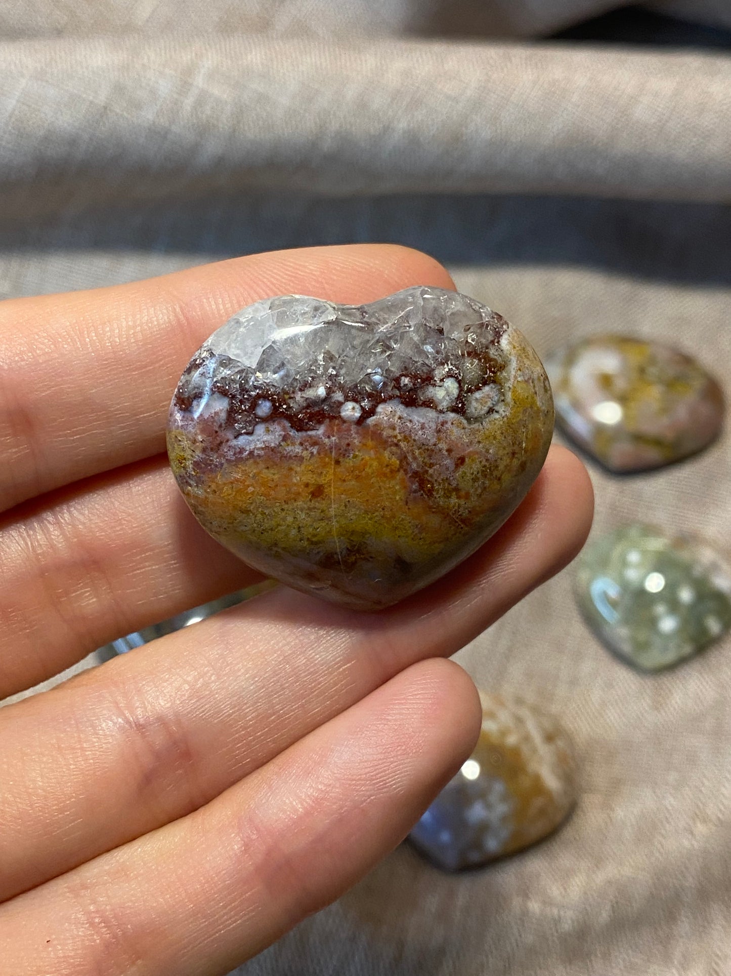 Mini cuori in diaspro oceano