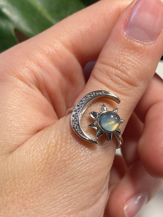 Anello sole e luna in labradorite sunset