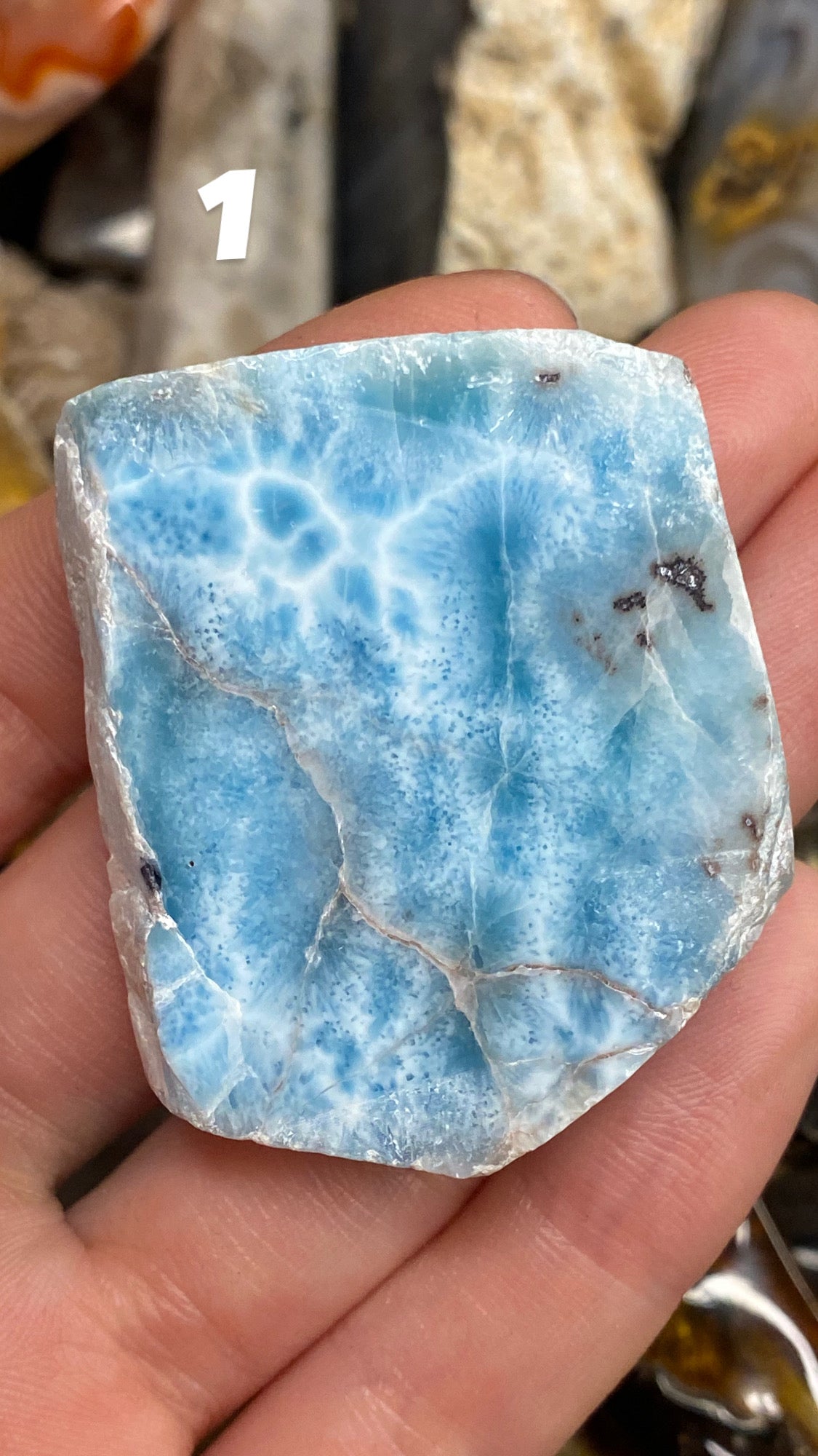 Fette di Larimar semilucidato