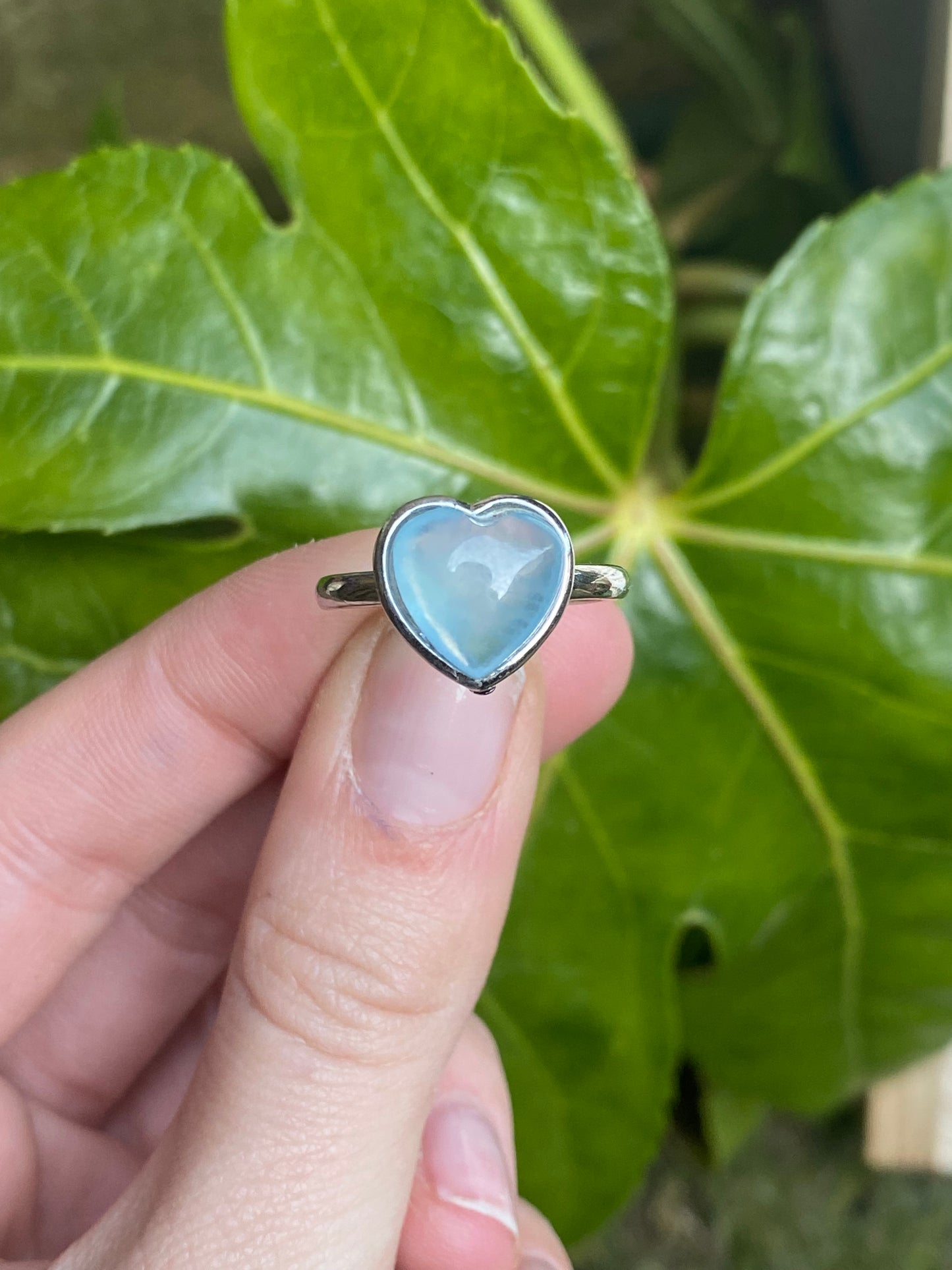 Anello cuore in acquamarina