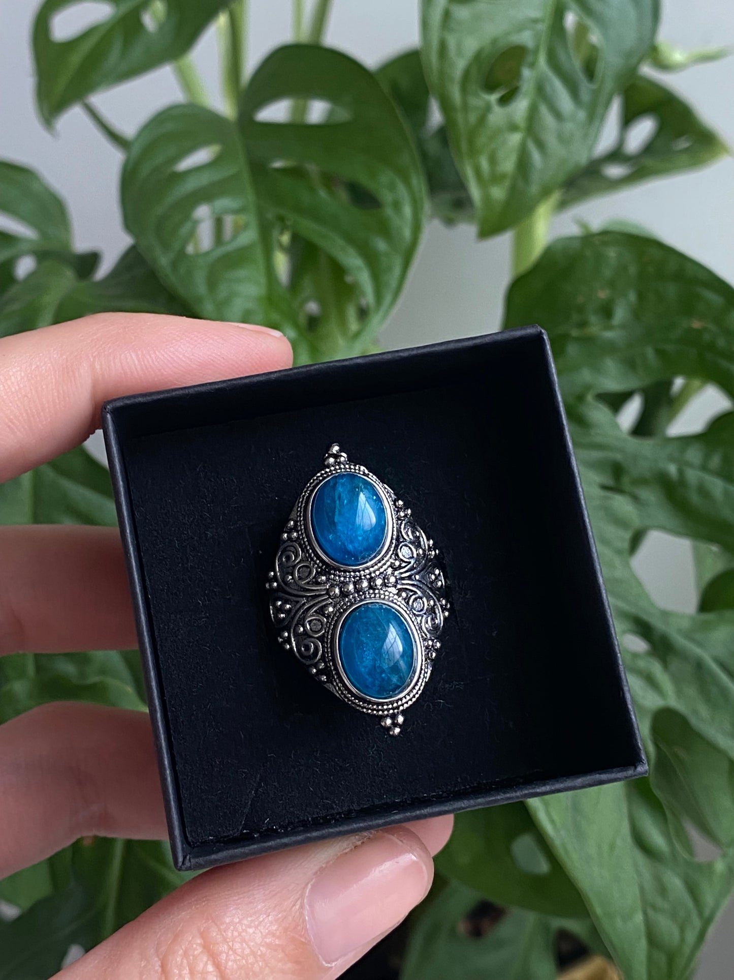 Anello APATITE doppia pietra
