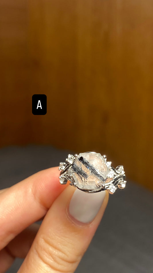 Anello QUARZO TORMALINATO