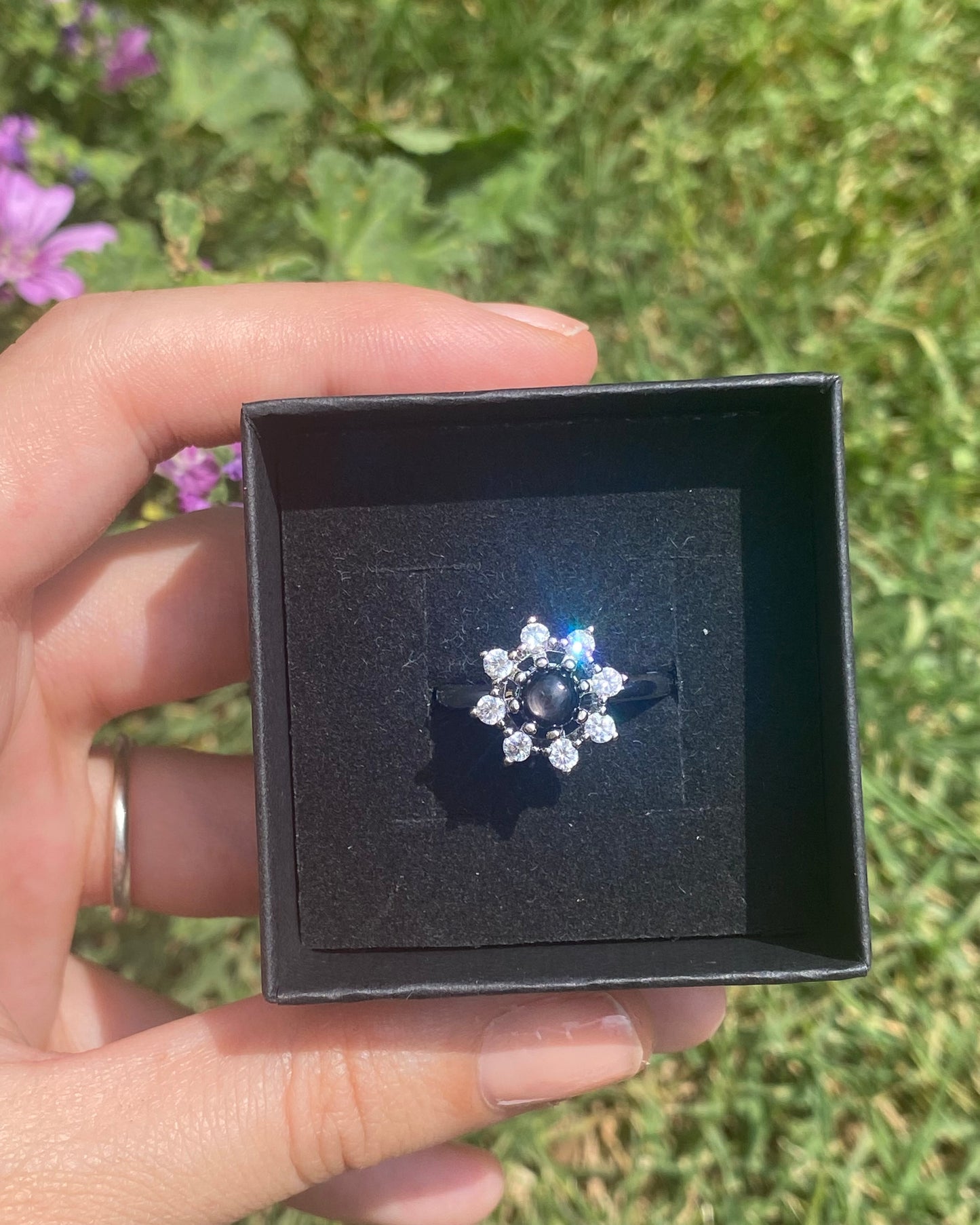 Anello OSSIDIANA DORATA girevole
