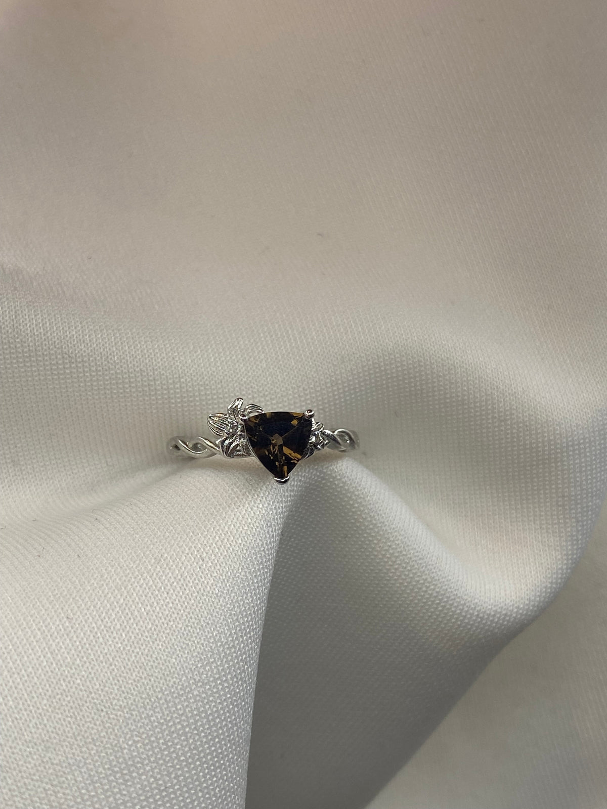 Anello Quarzo Fumè intreccio/fiore