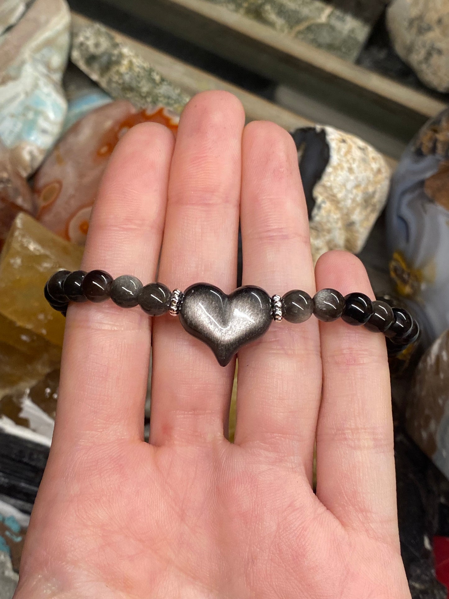 Bracciale ossidiana argento