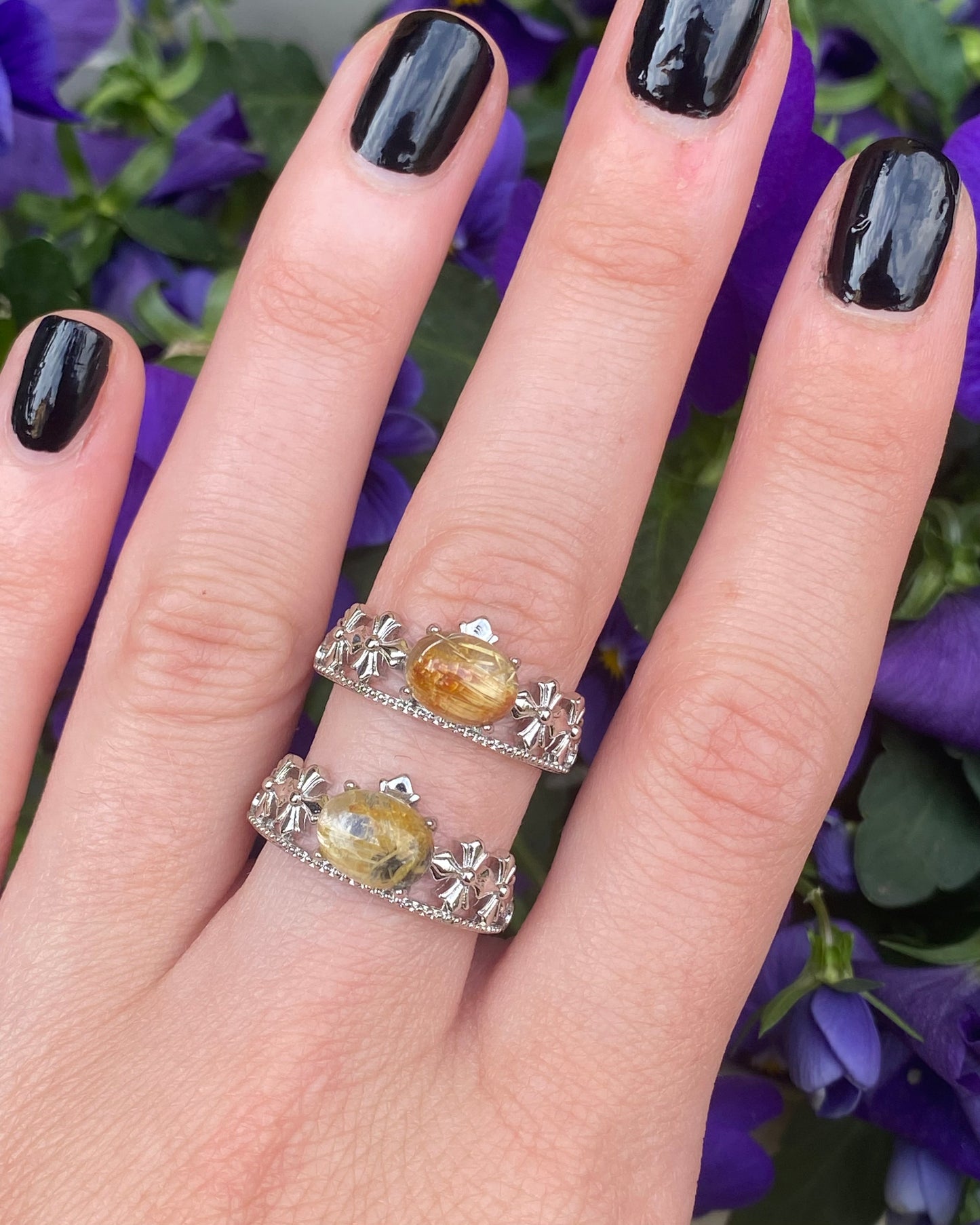 Anello QUARZO RUTILATO corona