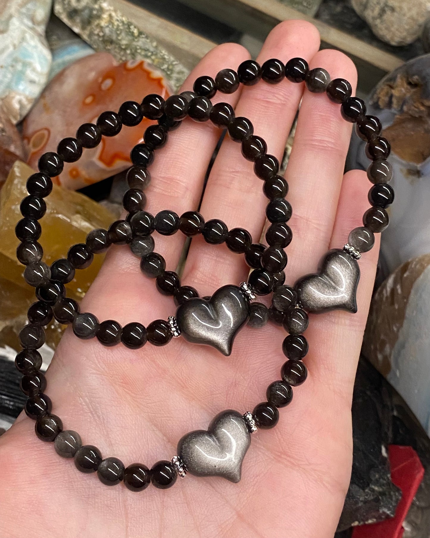 Bracciale ossidiana argento